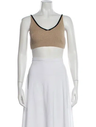Pre-owned Loewe Wool V-neck Crop Top In Neutral