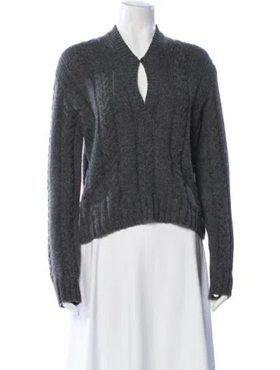 Pre-owned Loewe Wool V-neck Sweater In Black