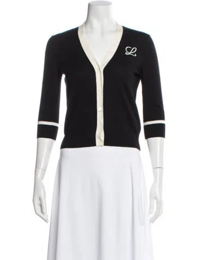 Pre-owned Loewe Wool V-neck Sweater In Black