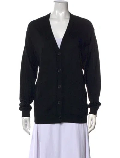 Pre-owned Loewe Wool V-neck Sweater In Black