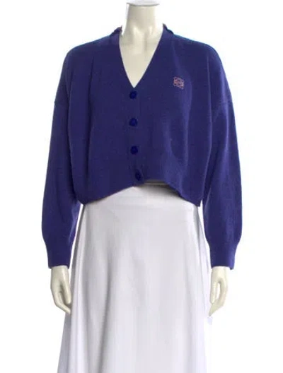Pre-owned Loewe Wool V-neck Sweater In Blue
