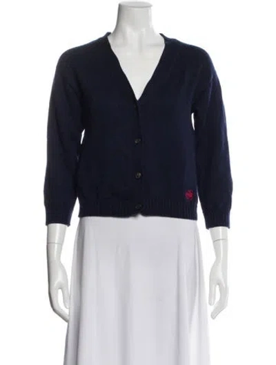 Pre-owned Loewe Wool V-neck Sweater In Blue