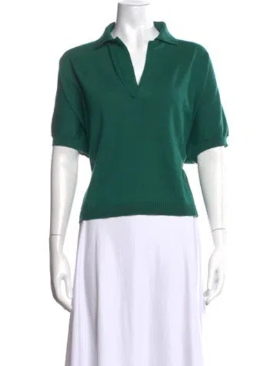 Pre-owned Loewe Wool V-neck Sweater In Green