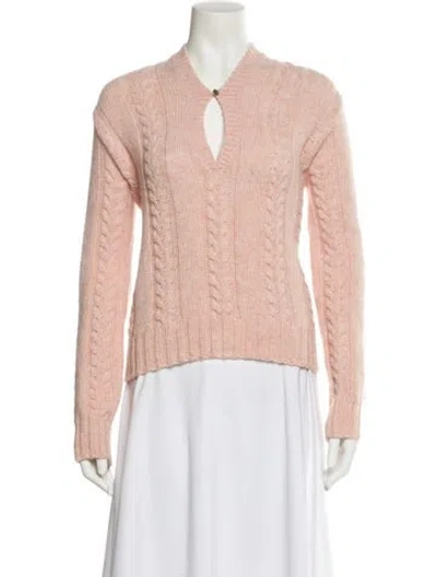 Pre-owned Loewe Wool V-neck Sweater In Pink
