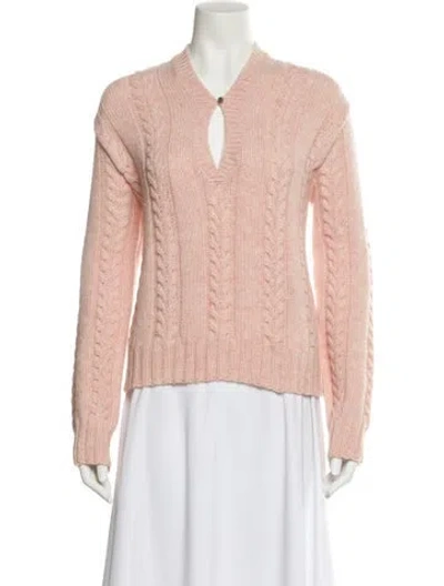 Pre-owned Loewe Wool V-neck Sweater In Pink