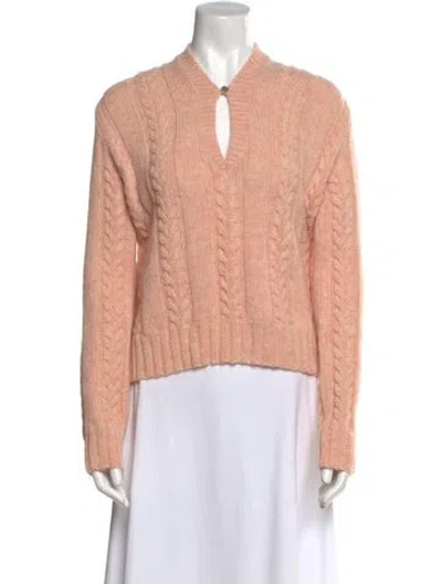 Pre-owned Loewe Wool V-neck Sweater In Pink