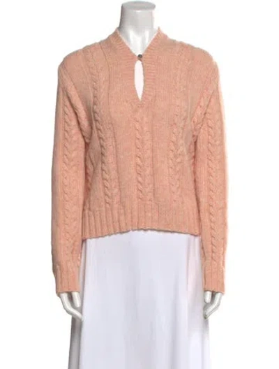 Pre-owned Loewe Wool V-neck Sweater In Pink