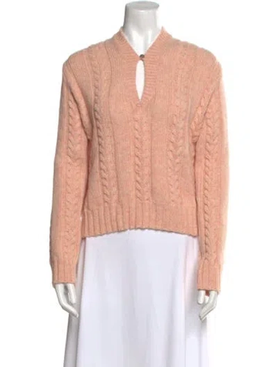 Pre-owned Loewe Wool V-neck Sweater In Pink
