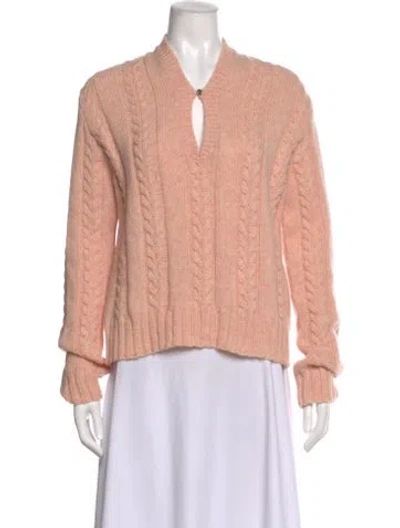 Pre-owned Loewe Wool V-neck Sweater In Pink