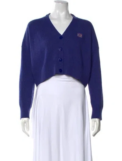 Pre-owned Loewe Wool V-neck Sweater In Purple