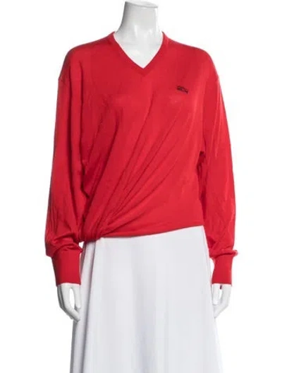 Pre-owned Loewe Wool V-neck Sweater W/ Tags In Red
