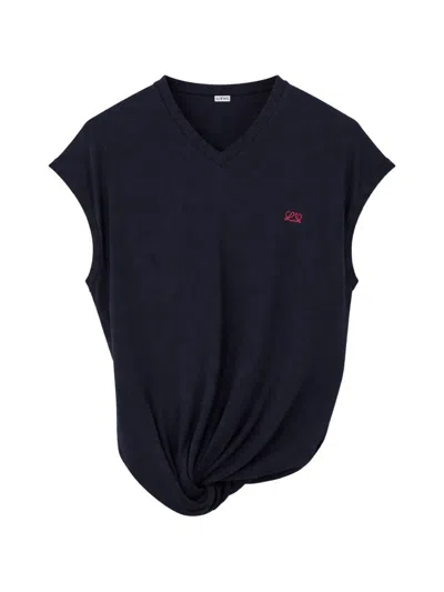 Loewe Wool V-necked Sweater In Blue