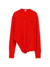Loewe Asymmetric Draped Embroidered Wool-blend Sweater In Red