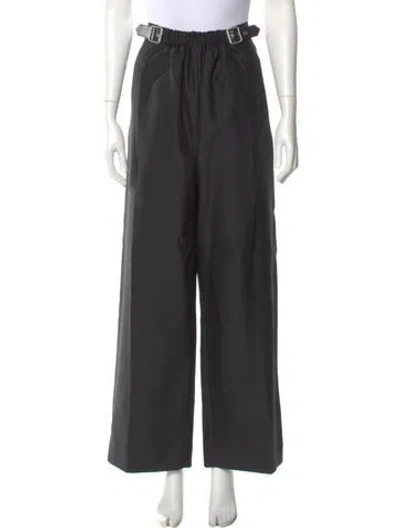 Pre-owned Loewe Wool Wide Leg Pants In Black