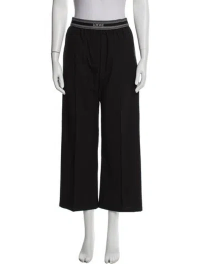 Pre-owned Loewe Wool Wide Leg Pants In Black