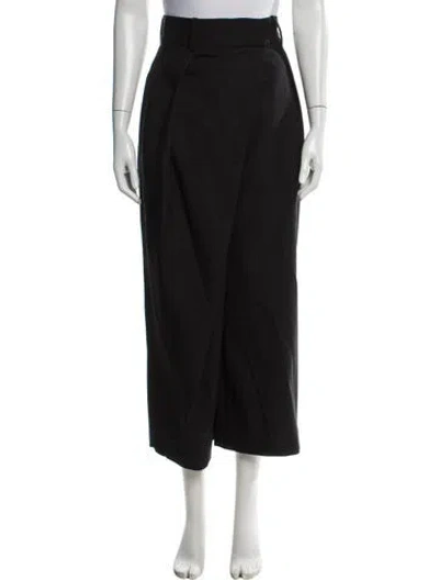 Pre-owned Loewe Wool Wide Leg Pants In Black