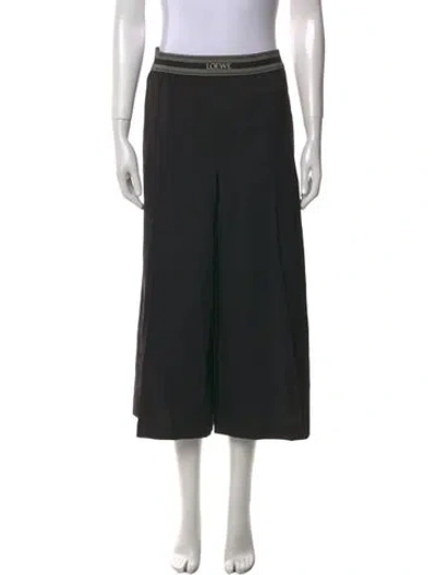Pre-owned Loewe Wool Wide Leg Pants In Black