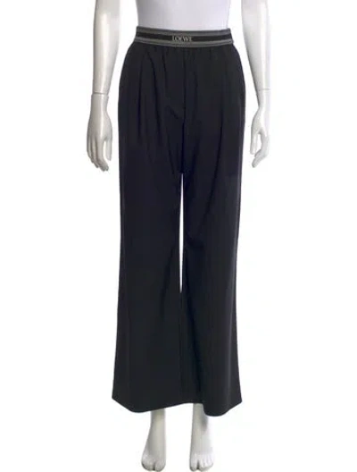 Pre-owned Loewe Wool Wide Leg Pants In Black