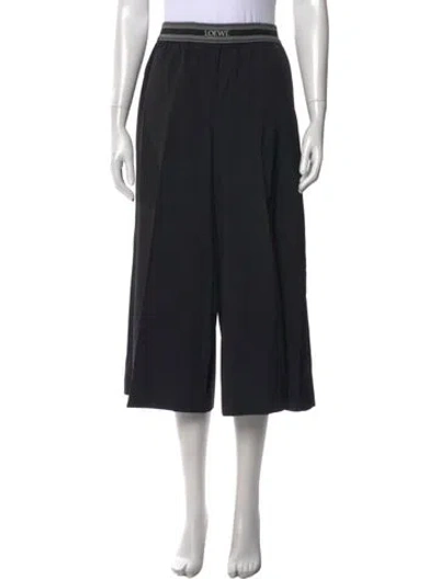Pre-owned Loewe Wool Wide Leg Pants In Black
