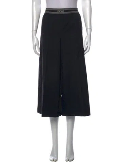 Pre-owned Loewe Wool Wide Leg Pants In Black