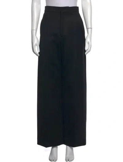 Pre-owned Loewe Wool Wide Leg Pants In Black