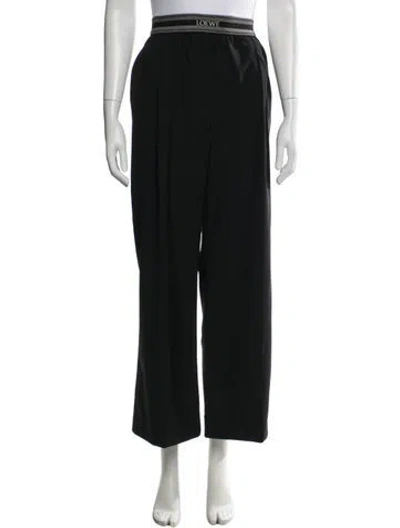 Pre-owned Loewe Wool Wide Leg Pants In Black