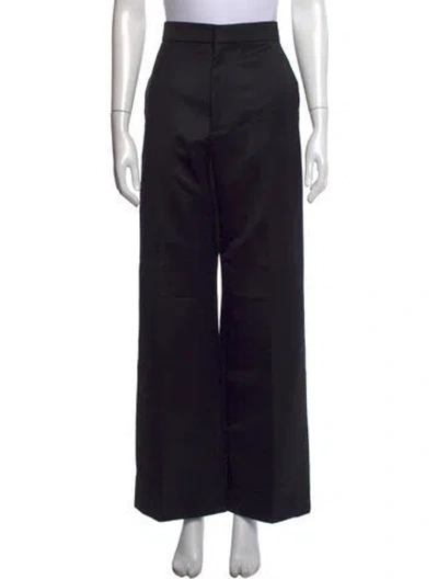 Pre-owned Loewe Wool Wide Leg Pants In Black