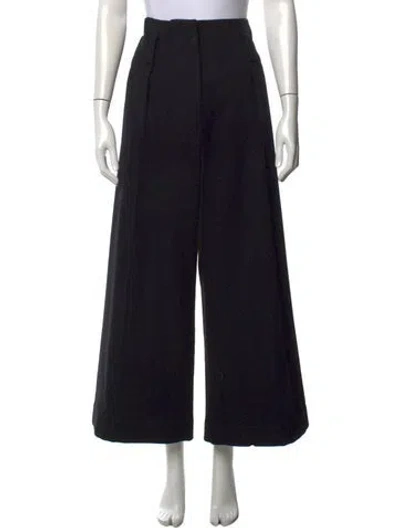 Pre-owned Loewe Wool Wide Leg Pants In Black