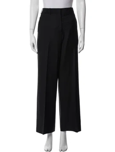 Pre-owned Loewe Wool Wide Leg Pants In Black