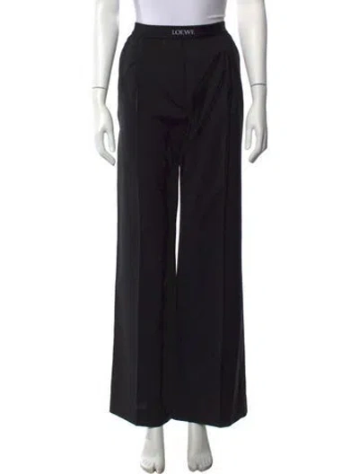 Pre-owned Loewe Wool Wide Leg Pants In Black/yellow