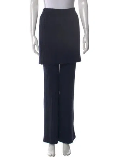 Pre-owned Loewe Wool Wide Leg Pants In Blue