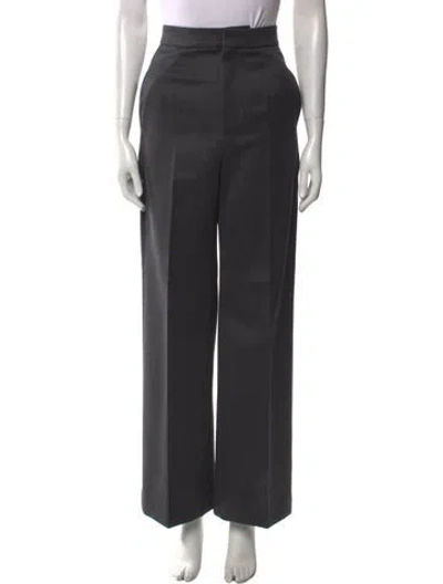 Pre-owned Loewe Wool Wide Leg Pants In Gray