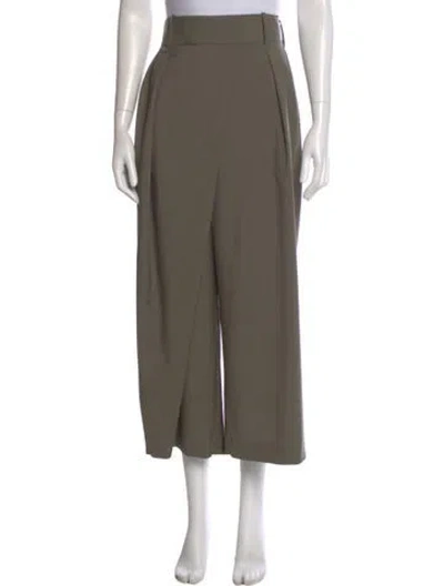 Pre-owned Loewe Wool Wide Leg Pants In Green