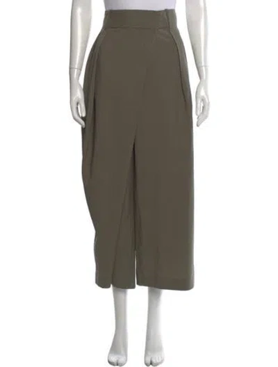 Pre-owned Loewe Wool Wide Leg Pants In Green