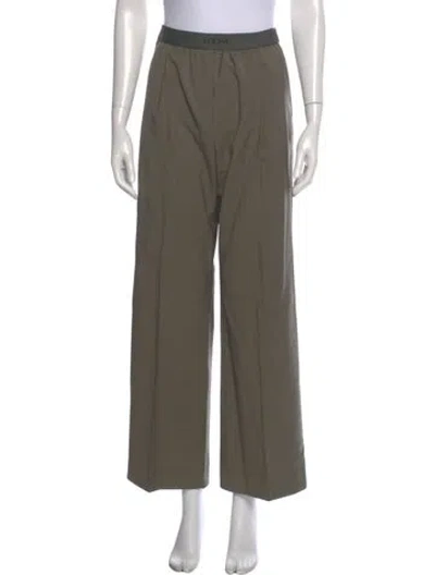 Pre-owned Loewe Wool Wide Leg Pants In Green