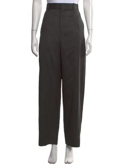 Pre-owned Loewe Wool Wide Leg Pants In Grey