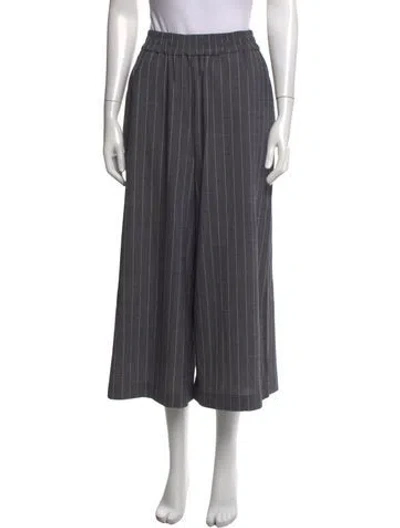 Pre-owned Loewe Wool Wide Leg Pants In Grey