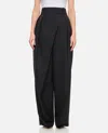 Loewe Anthracite Grey Wool Wide Trousers Women In Black