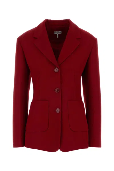 Loewe Wool-blend Blazer With Silk-blend Lining In Red