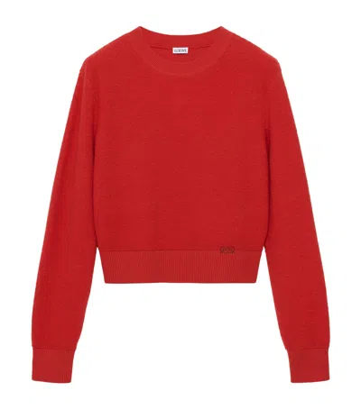 Loewe Wool-blend Embroidered Sweater In Red