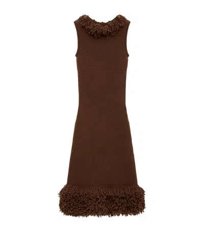 Loewe Wool-blend Mini Dress In Brown