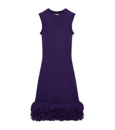Loewe Wool-blend Mini Dress In Purple