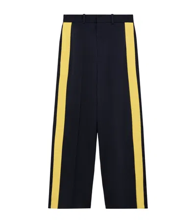 Loewe Wool-blend Stripe Trousers In Blue