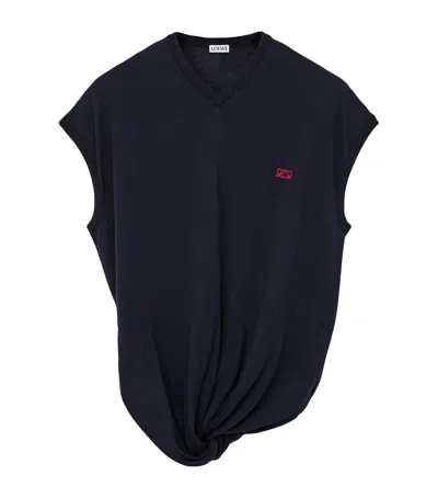 Loewe Wool-blend Sweater Vest In Navy