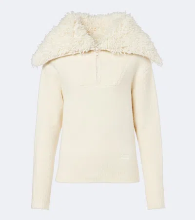 Loewe Logo-embroidered Wool-blend Sweater In White