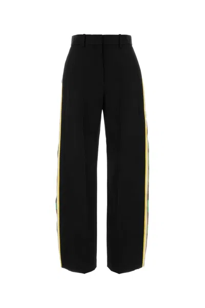Loewe Wool-blend Twill With Contrasting Side Stripe Trousers In Black