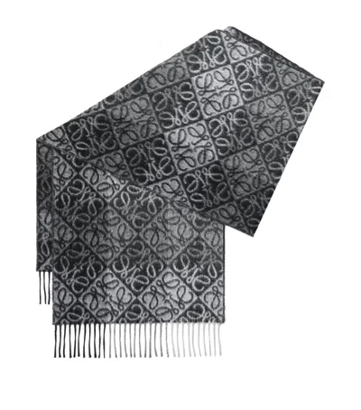 Loewe Wool-cashmere Anagram Scarf In Black