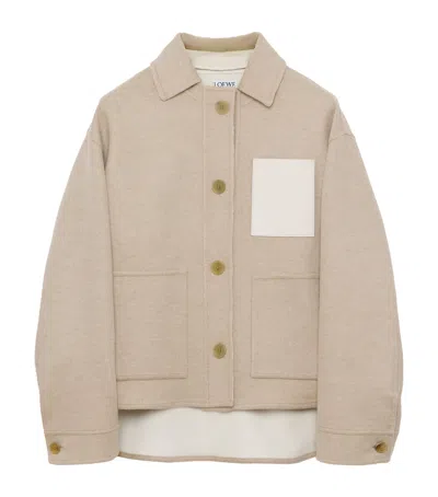 Loewe Wool-cashmere Workwear Jacket In Neutral