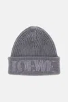 Loewe Embroidered Wool Beanie In Gray