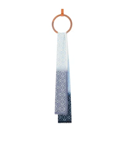 Loewe Wool-silk-cashmere Anagram Scarf In Purple